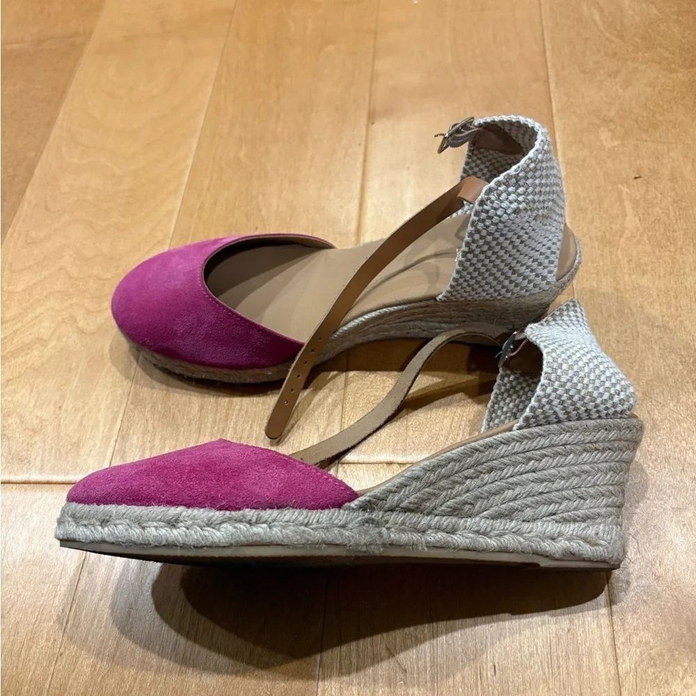 Women’s Pink Espadrille Wedge Sandals with Ankle Strap